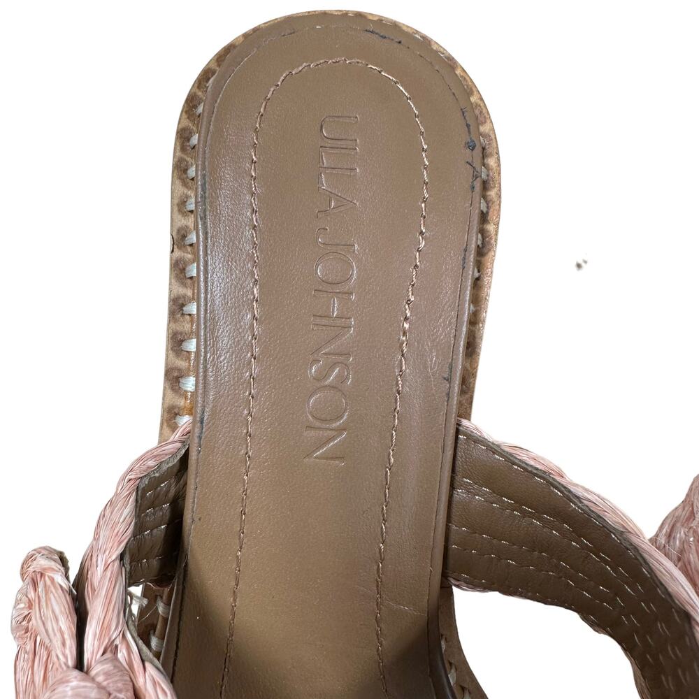 Ulla Johnson Ellery Raffia Sandal Pink Size 38 US 8 Great Condition Gold Buckle - Picture 7 of 9